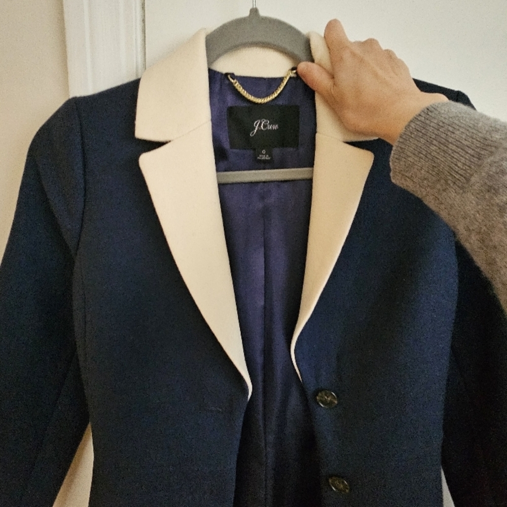 J. Crew Navy and Cream wool coat